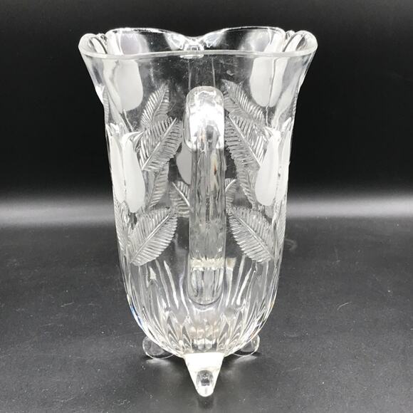 Vintage Fifth Avenue Crystal Frosted Etched Tulip Glass Pitcher Made in Poland - Picture 4 of 9